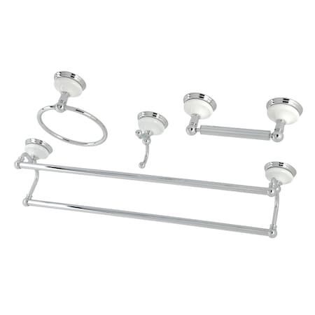 Kingston Brass 4-Pieces Dual Towel Bar Bathroom Hardware Set, Chrome BAK1113478C